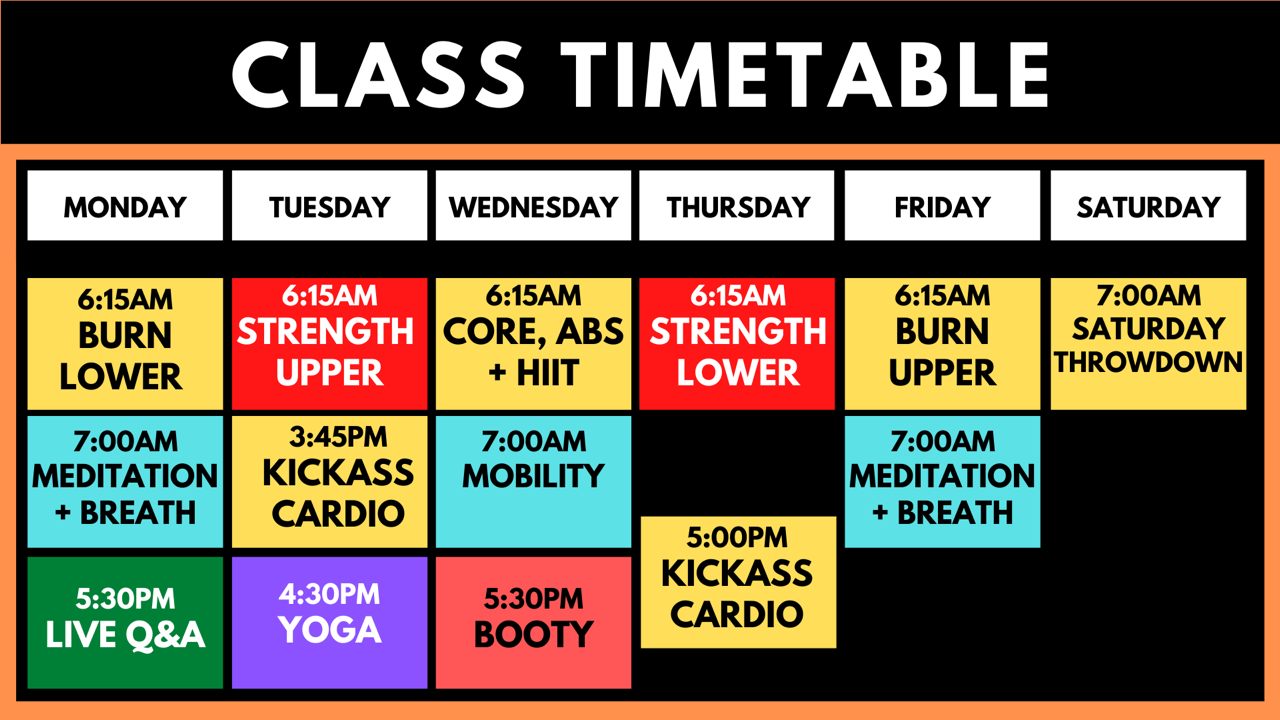 Updated Class Timetable